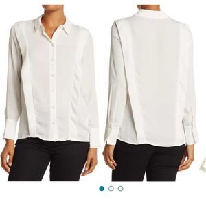 NEW Laundry by Shelli Segal Extended Shoulder Blouse Top in Marshmellow White L